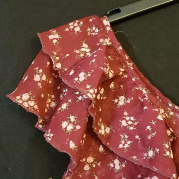 Max Azria Miley Cyrus floral ruffle sheer top - Picture 3 of 5